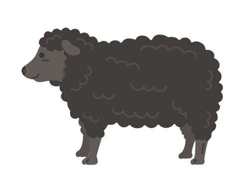 横から見た、黒色の羊のイラスト | イラストセンター有料素材販売