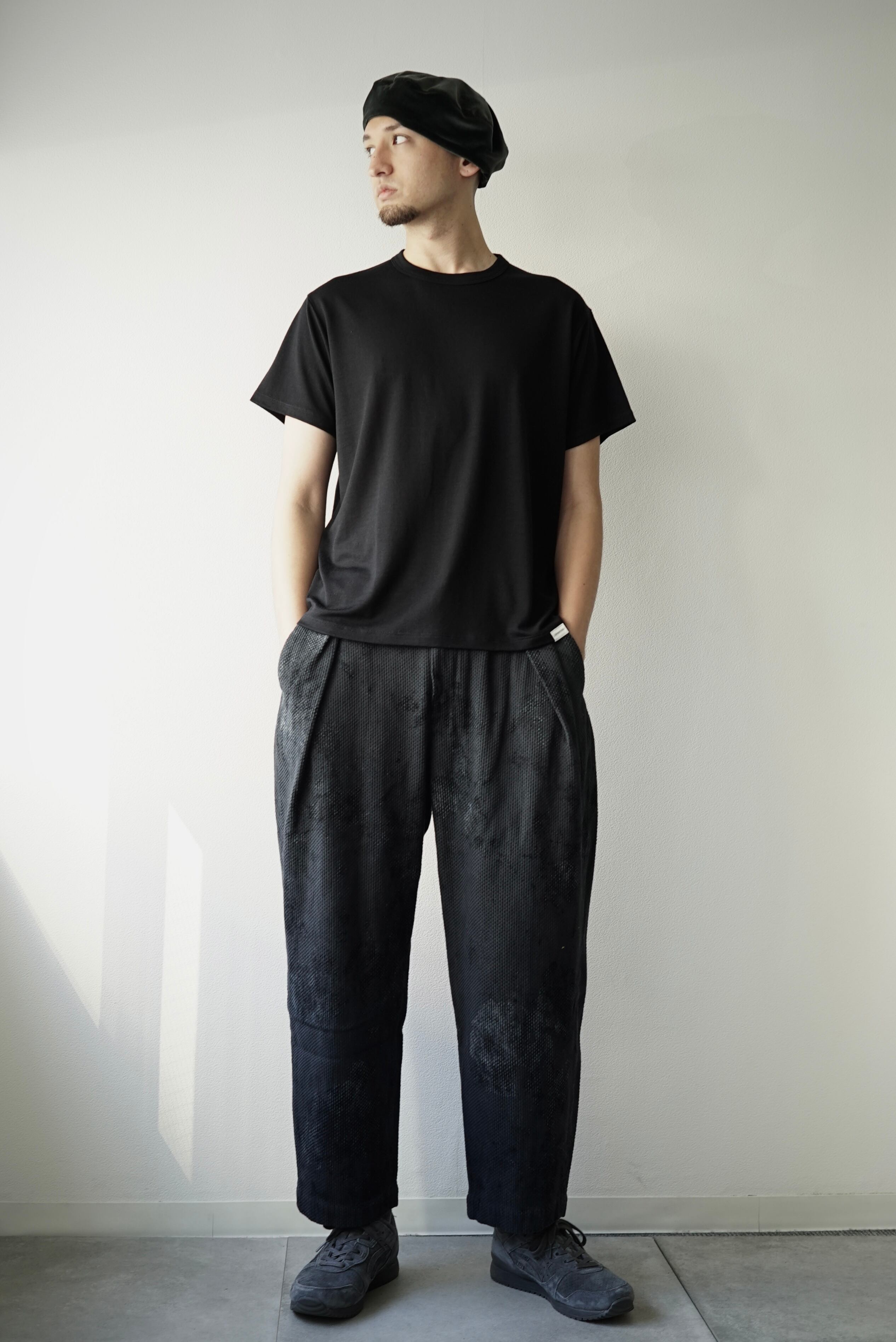 Ancient Dyed Sashiko / W-Tuck Pants (鉄黒) | C O L I N A Ancient Dyed Sashiko / W-Tuck Pants (鉄黒) | C O L I N A