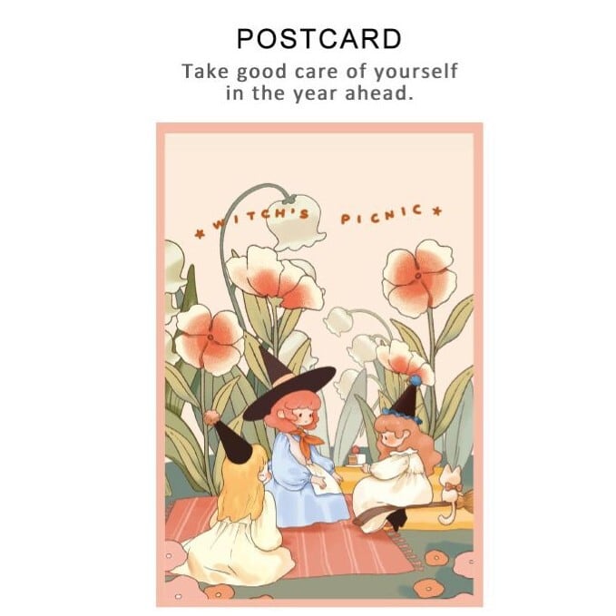 女の子系ポストカード 魔法使い 動物 ゆめかわ ファンタジー おしゃれ