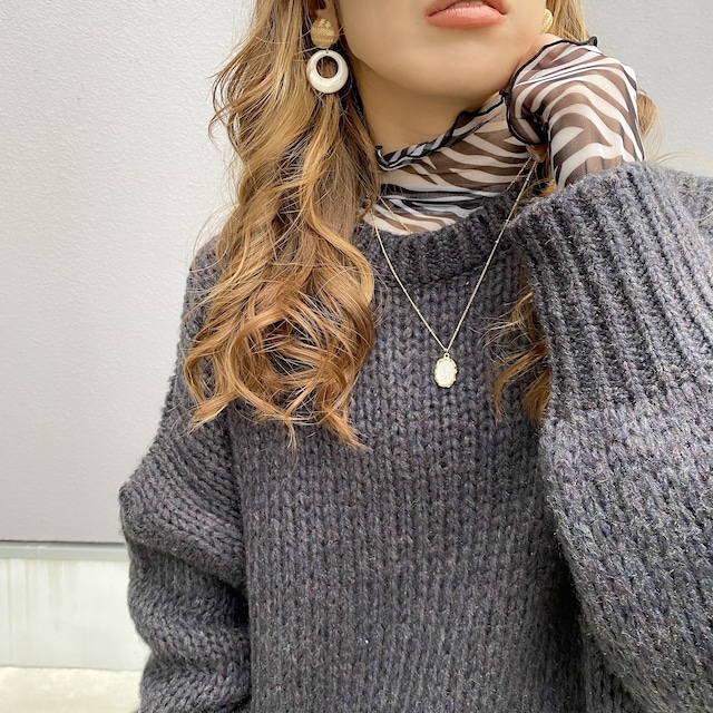 ストレッチメッシュメロウzebra tops／Black