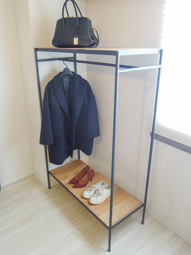 アイアンハンガーラック　アイアン家具×ホワイトオーク　（アパレルショップ向け店舗什器）W1000✕H1500