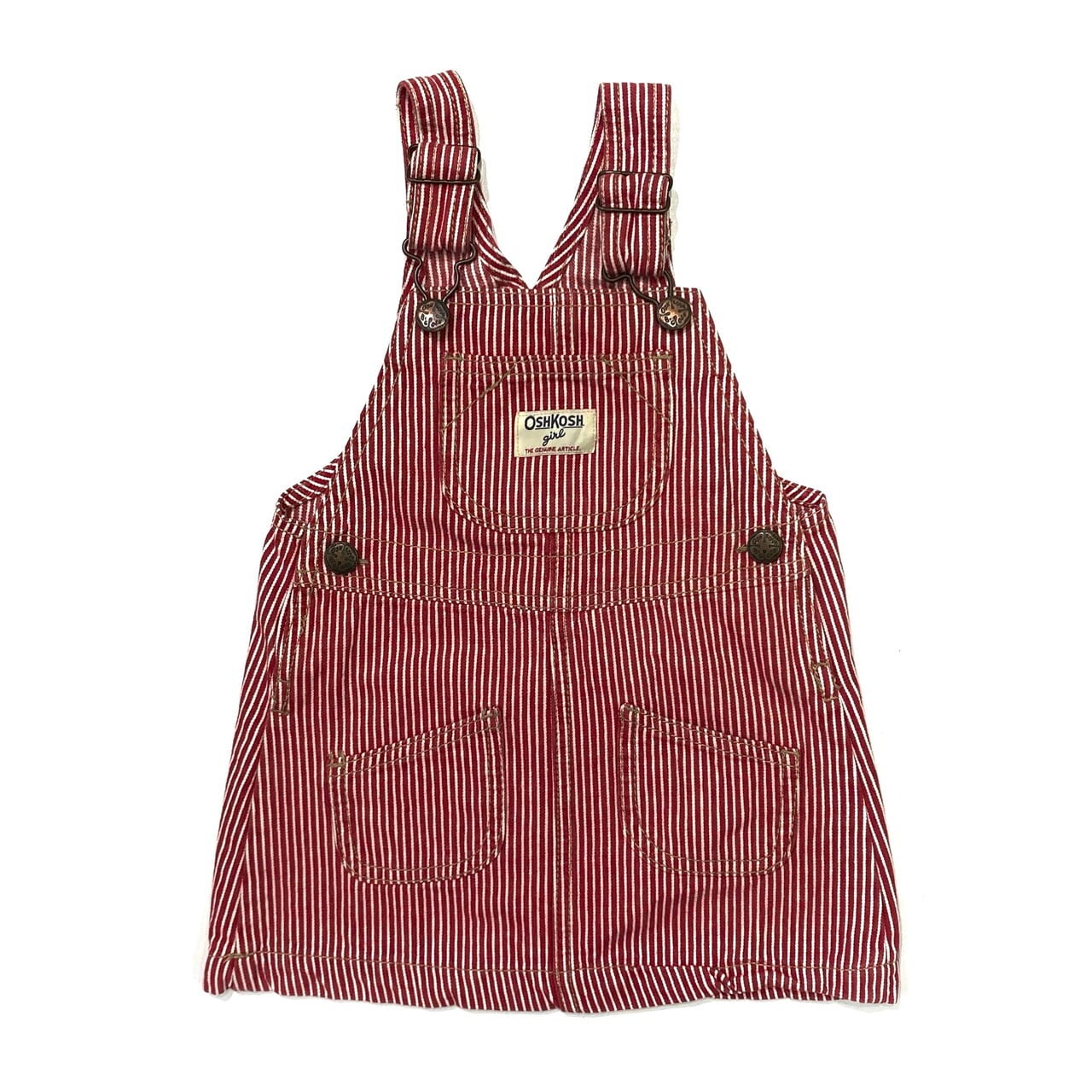 Kids オシュコシュ ストライプ ジャンパースカート キッズ3歳 100 相当 古着 Oshkosh 子供服 ネイビー レッド 赤色 オーバーオール Ws22 15 Cave 古着屋 公式 古着通販サイト