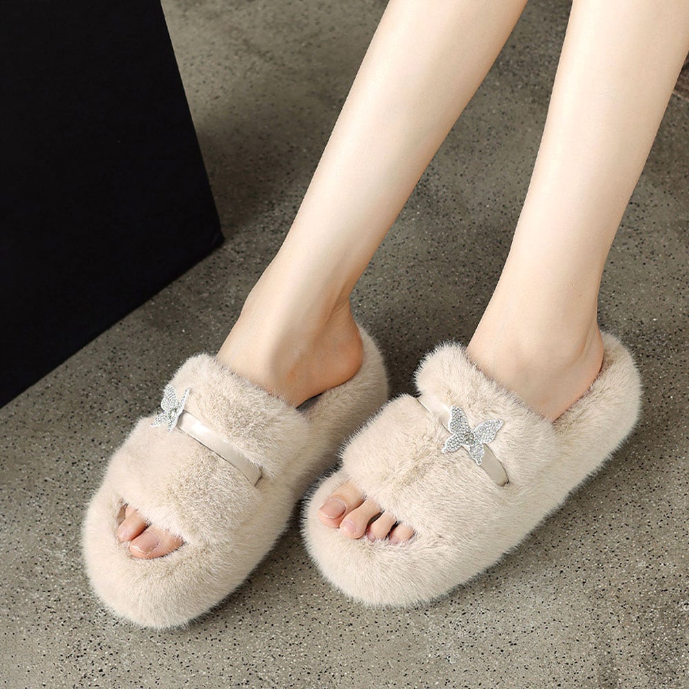 ファー サンダル レディース 秋冬 防寒 保温 韓国 厚底 スリッパ ふわふわ もこもこ おしゃれ 大人 かわいい フラット 暖かい 大人可愛い 大人女子