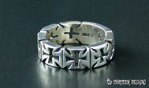 THIRTEEN DESIGNS サーティーンデザインズ RR-3 SCROLL IRON CROSS RING