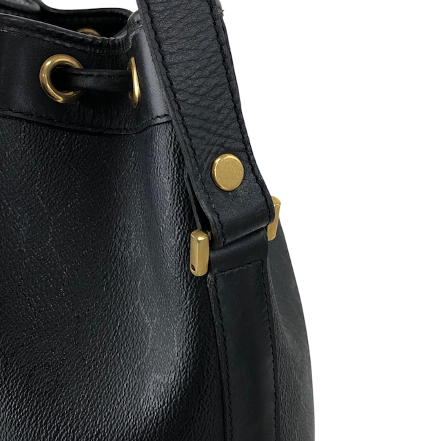 Christian Dior クリスチャン ディオール ショルダーバッグ ブラック ロゴ PVCレザー 巾着 vintage ヴィンテージ オールド amjphh