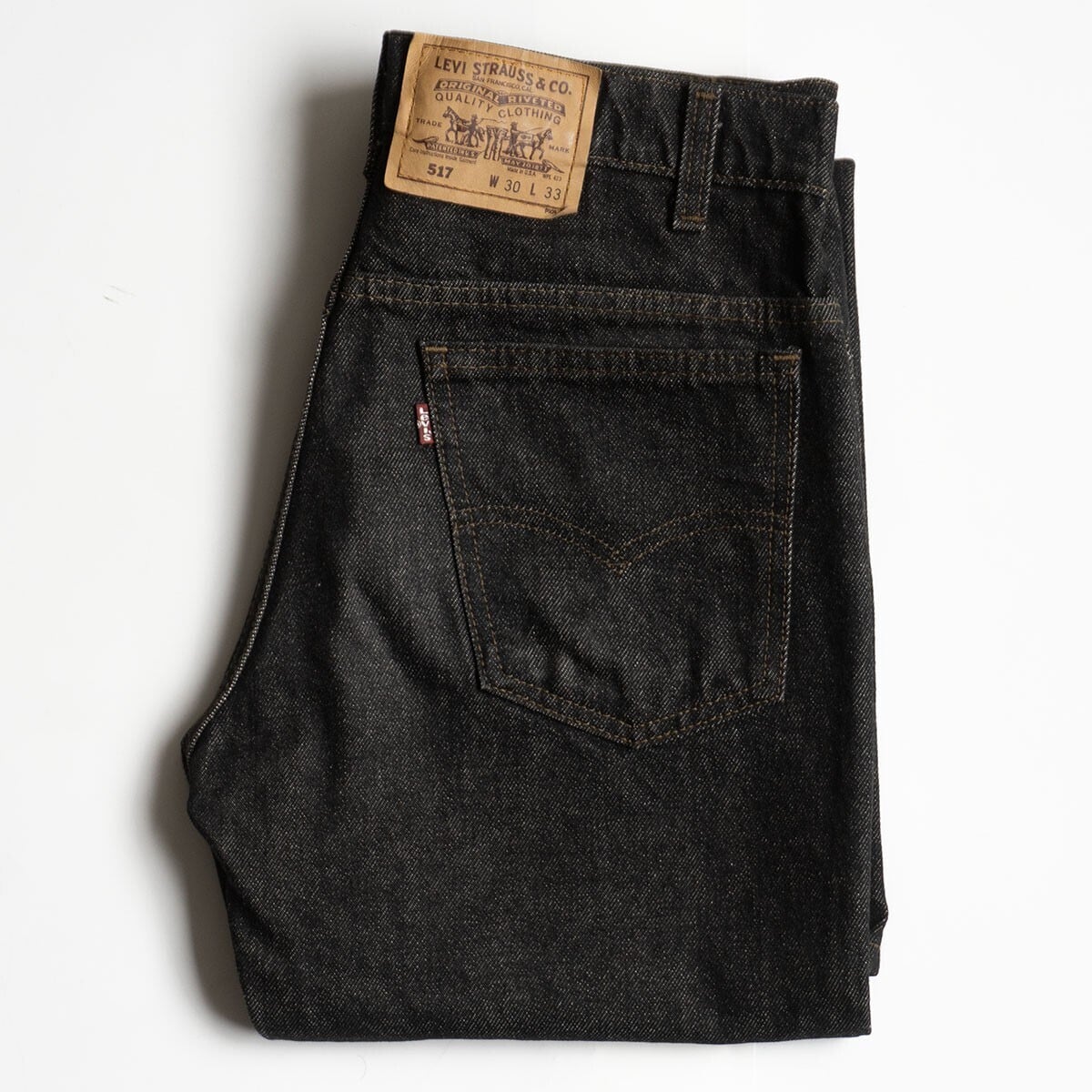 日本製 Levi's 517 30 33 先染めブラック フレアデニム 先染め/希少】 LEVI'S 【80s/517 ブラックデニム デニムパンツ】30×33