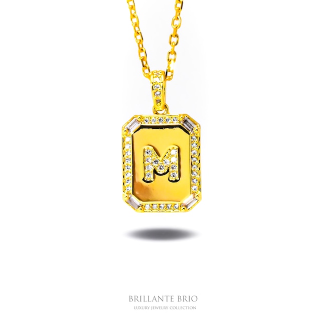 square coin initial necklace