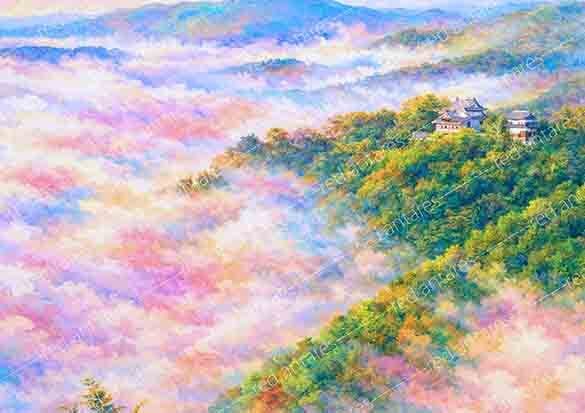 古都音ダイヤモンドアートクラブAlmost Heaven ダイヤモンドアート A2 岡山 備中松山城早朝の雲海 (通常/フルAB/Mix