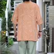 jacquard weave design aloha shirt salmon pink