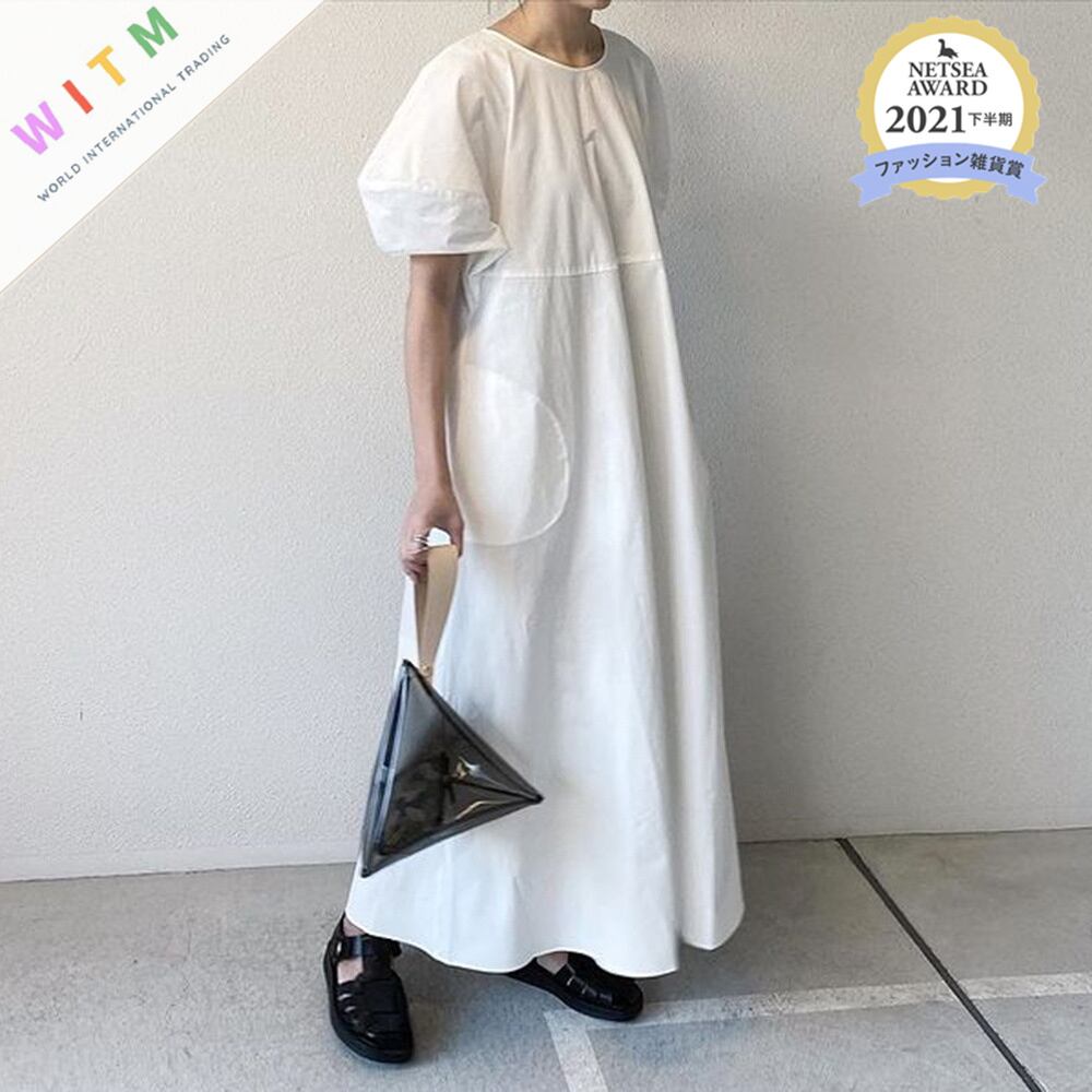 2022春夏新作 ワンピース ロングワンピース パフスリーブ レディース 体型カバー 着痩せ