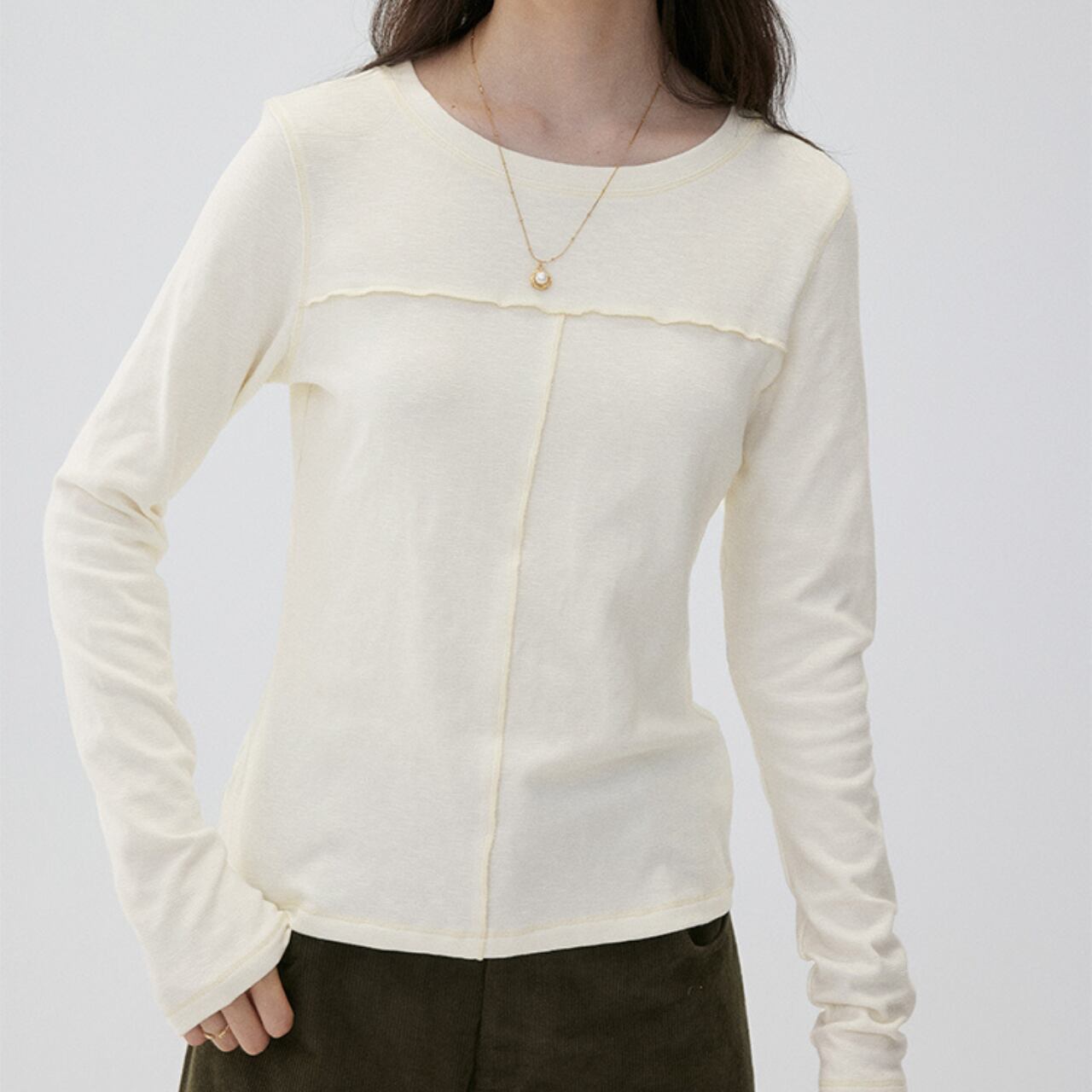 センターシームクルーネックTシャツ a0589