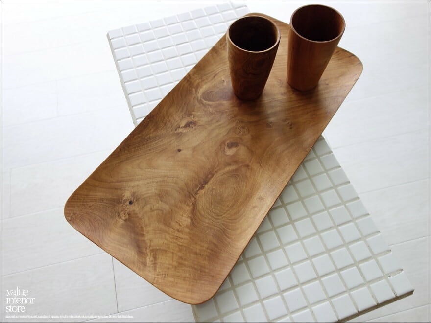 チークサービングトレイ平 お盆 木皿 ウッドトレイ トレー 手作り