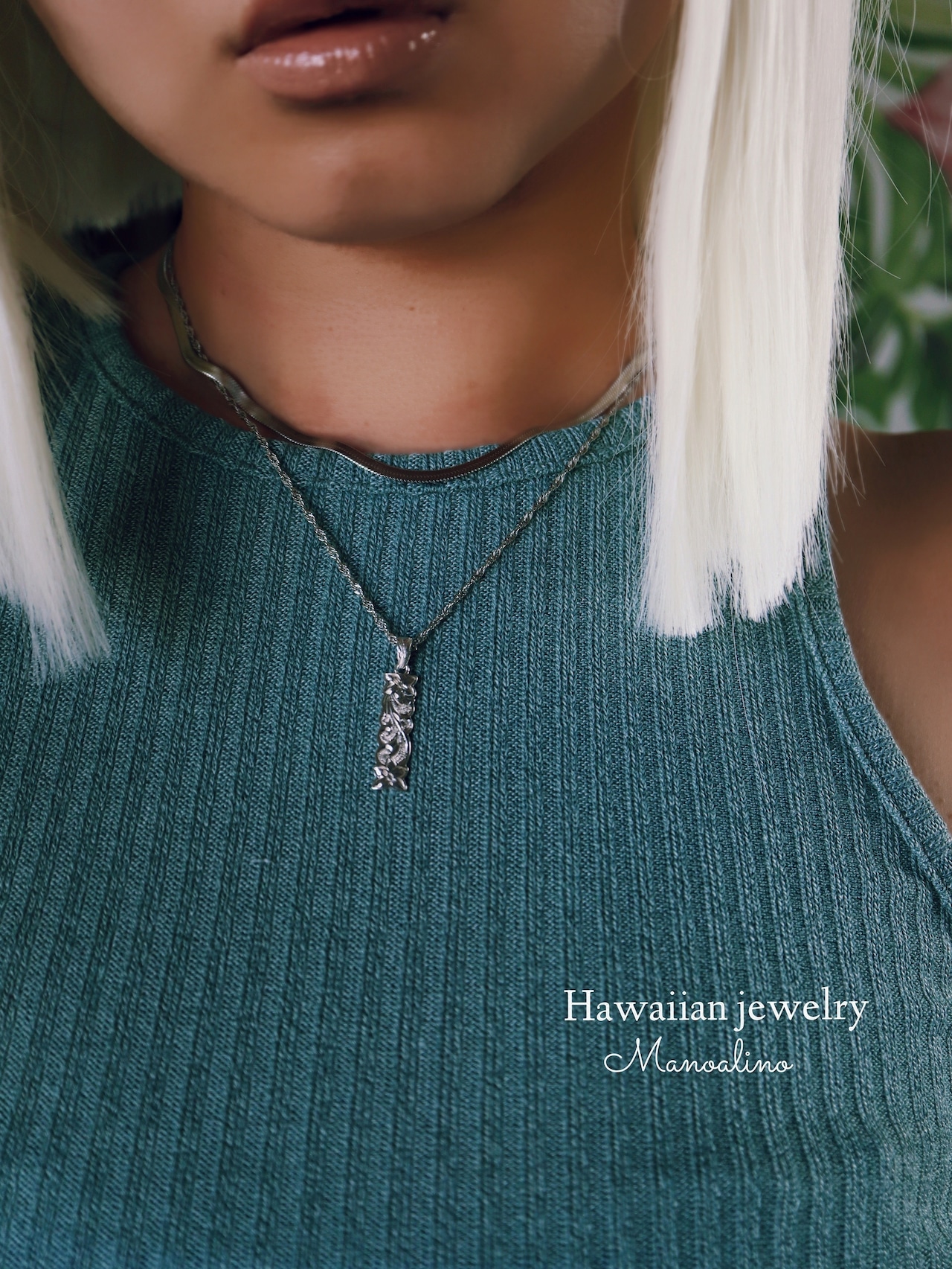 【手彫り】Plate necklace Hawaiian jewelry(プレートネックレスハワイアンジュエリー)