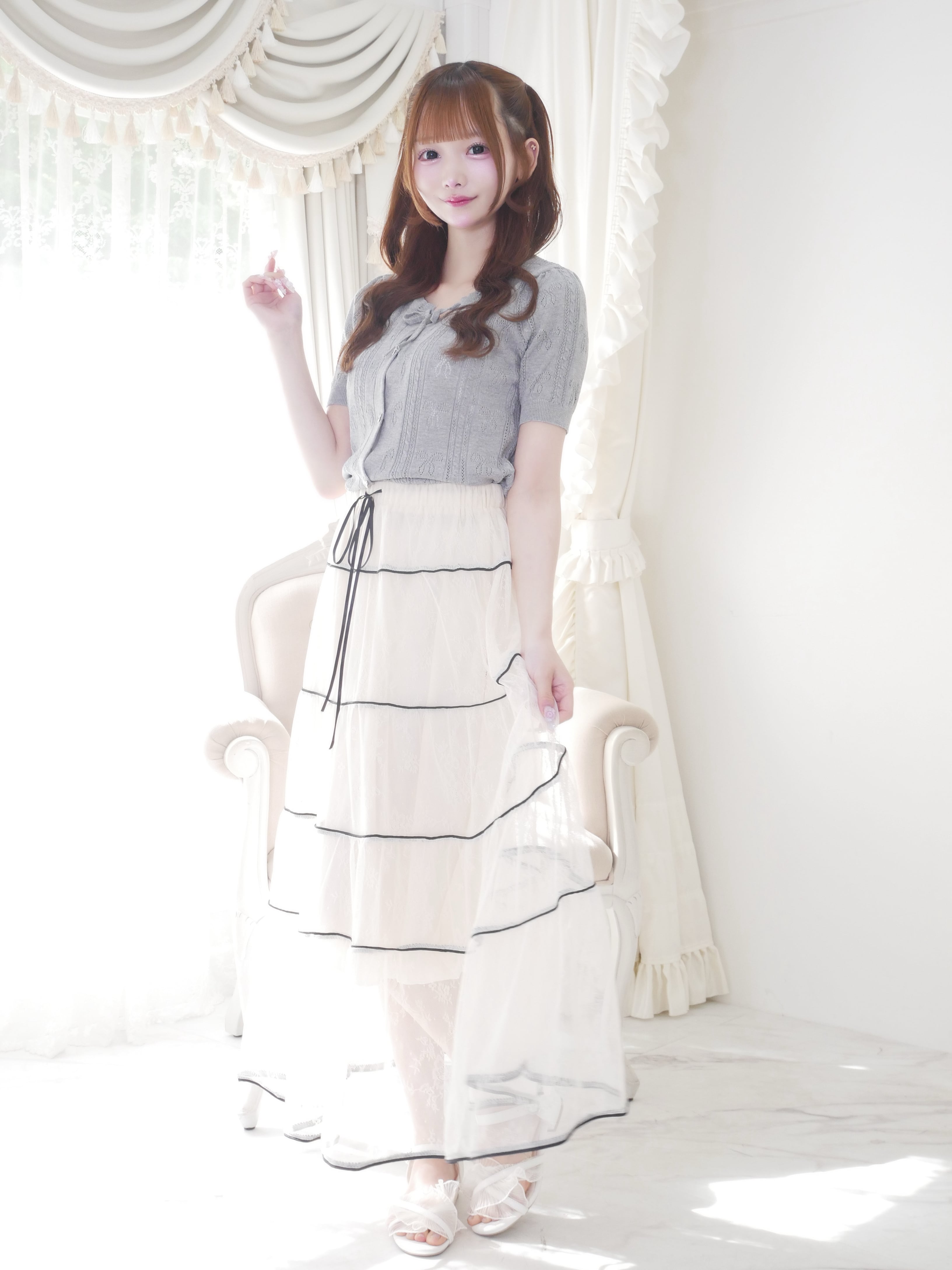 【LAST2】sweet ribbon knit cardigan