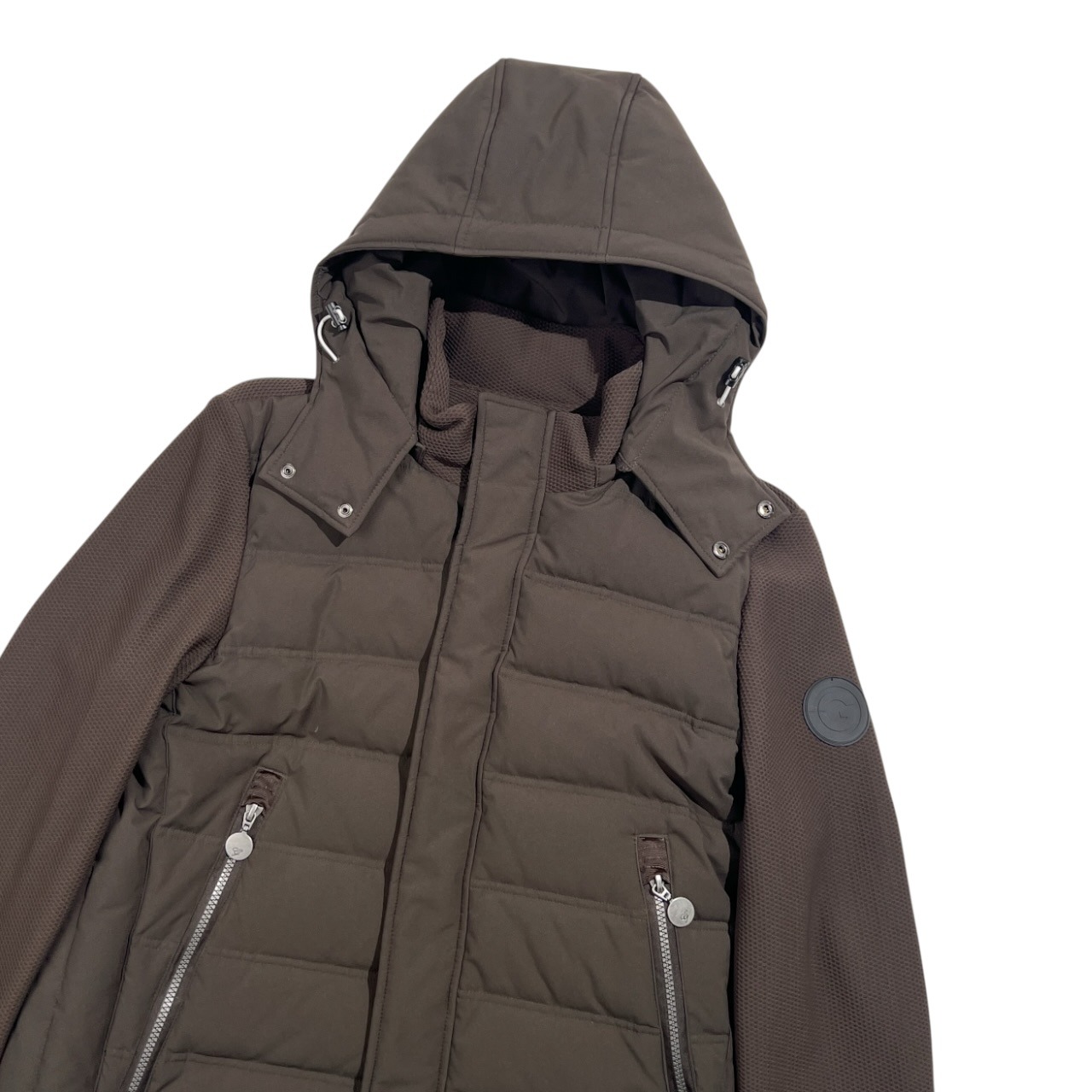 g-stage ジーステージ デザイン フード ダブルジップ ダウンジャケット 50/ダークカーキ ブラウン系 メンズ