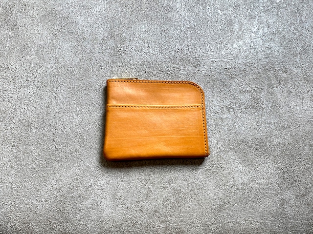 L-shaped Small Wallet: (vegetable tanned and waxed leather) Color : Camel