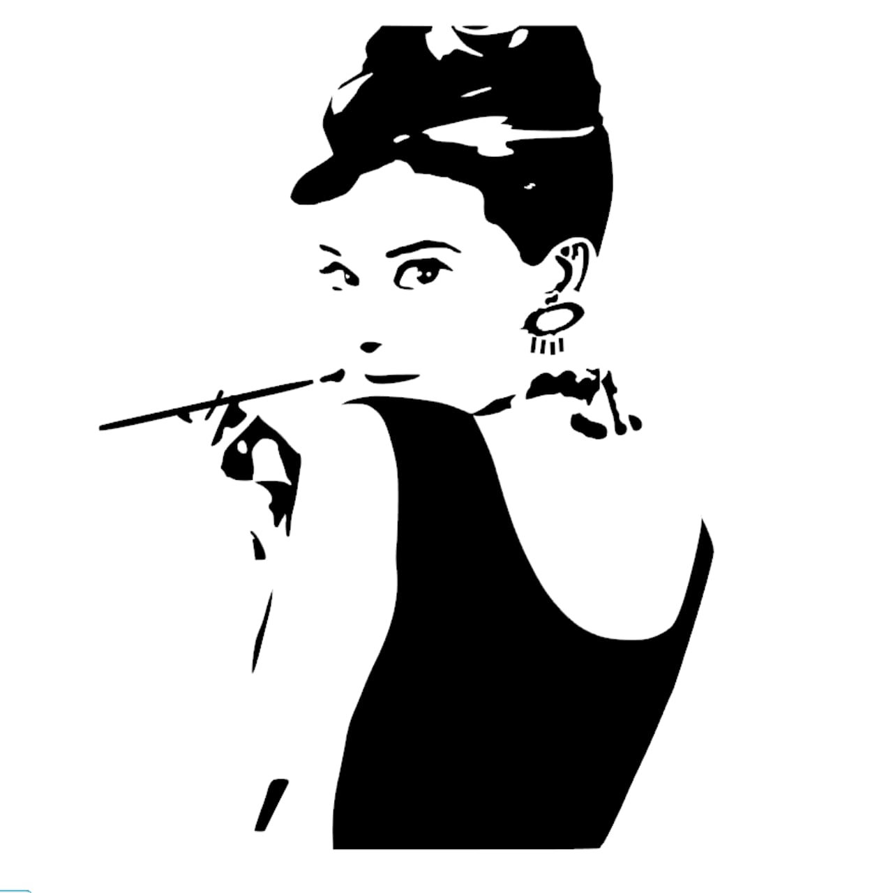 ウォールステッカー オードリー 振り向き Audrey シルエット 黒 マット