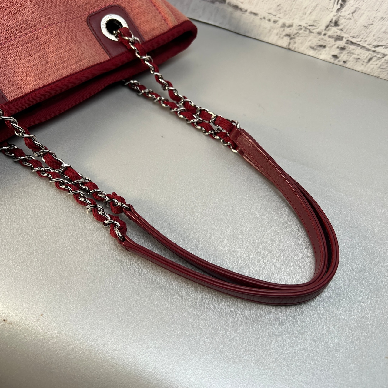 CHANEL シャネル ココマーク ドーヴィル キャンバス ハンドバッグ ピンク A-10642