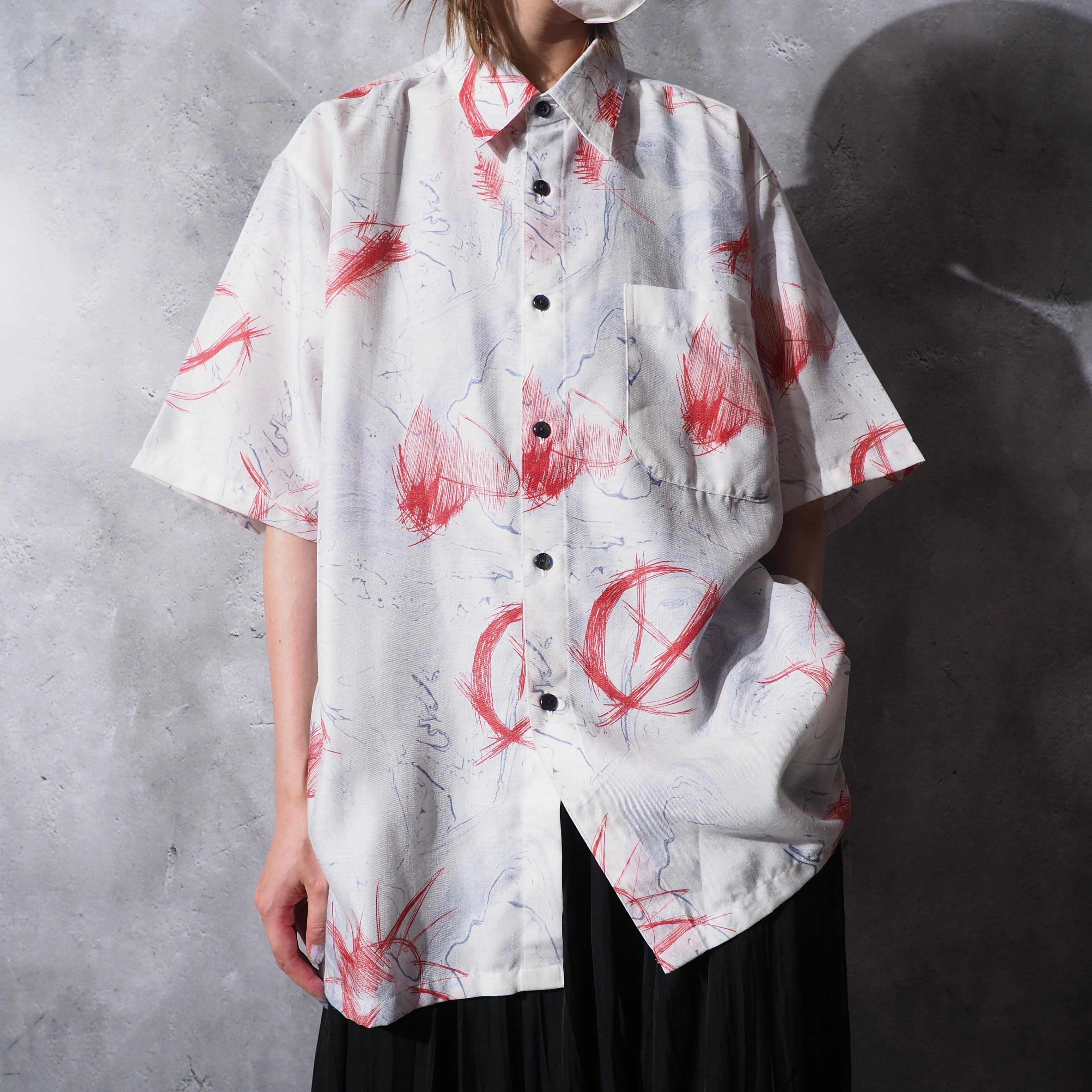1990s Contemporary art printed box silhouette shirt
