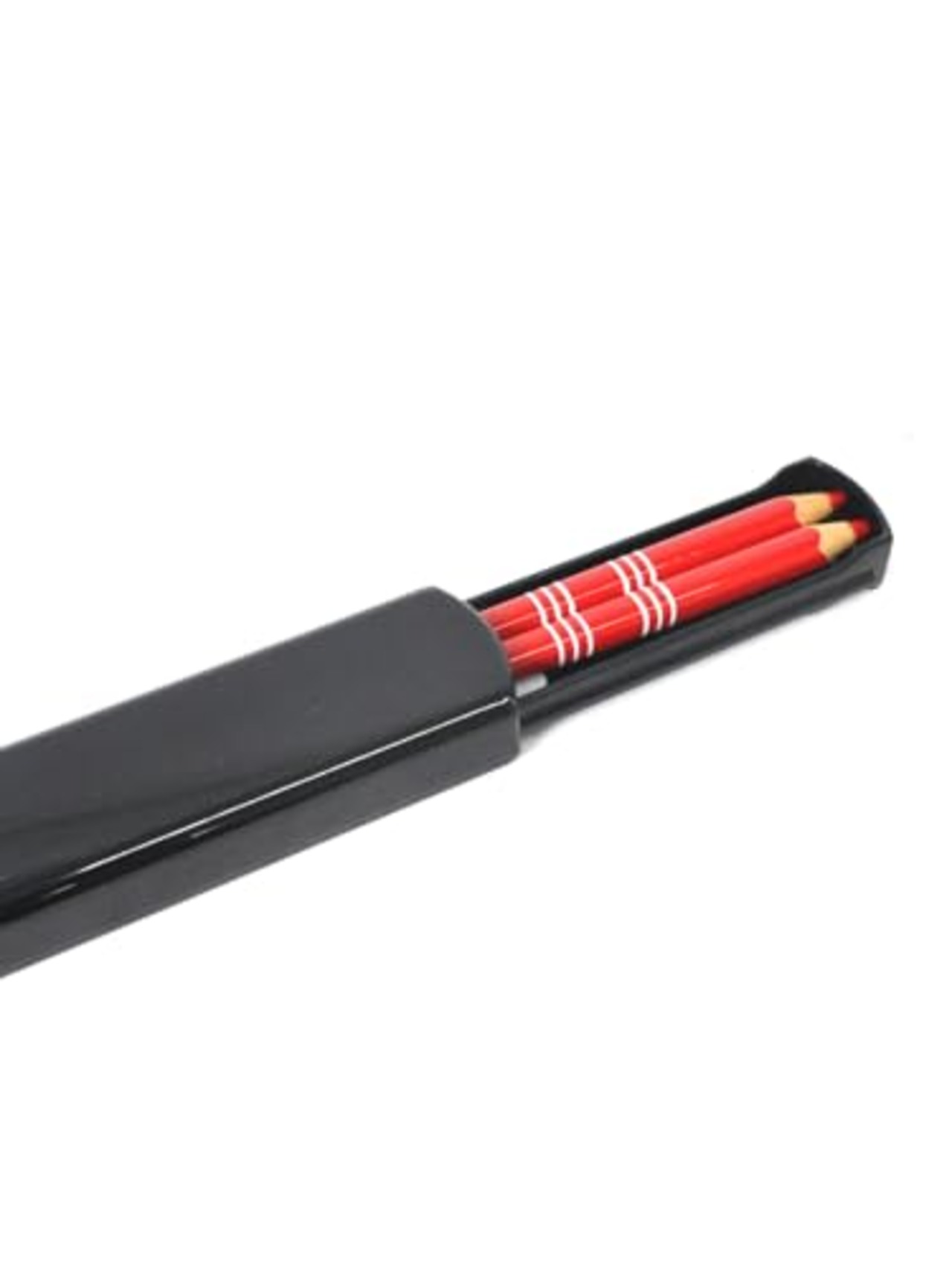 アオバ 箸 食洗機対応 天然木 色えんぴつ ボーダー 赤 18cm