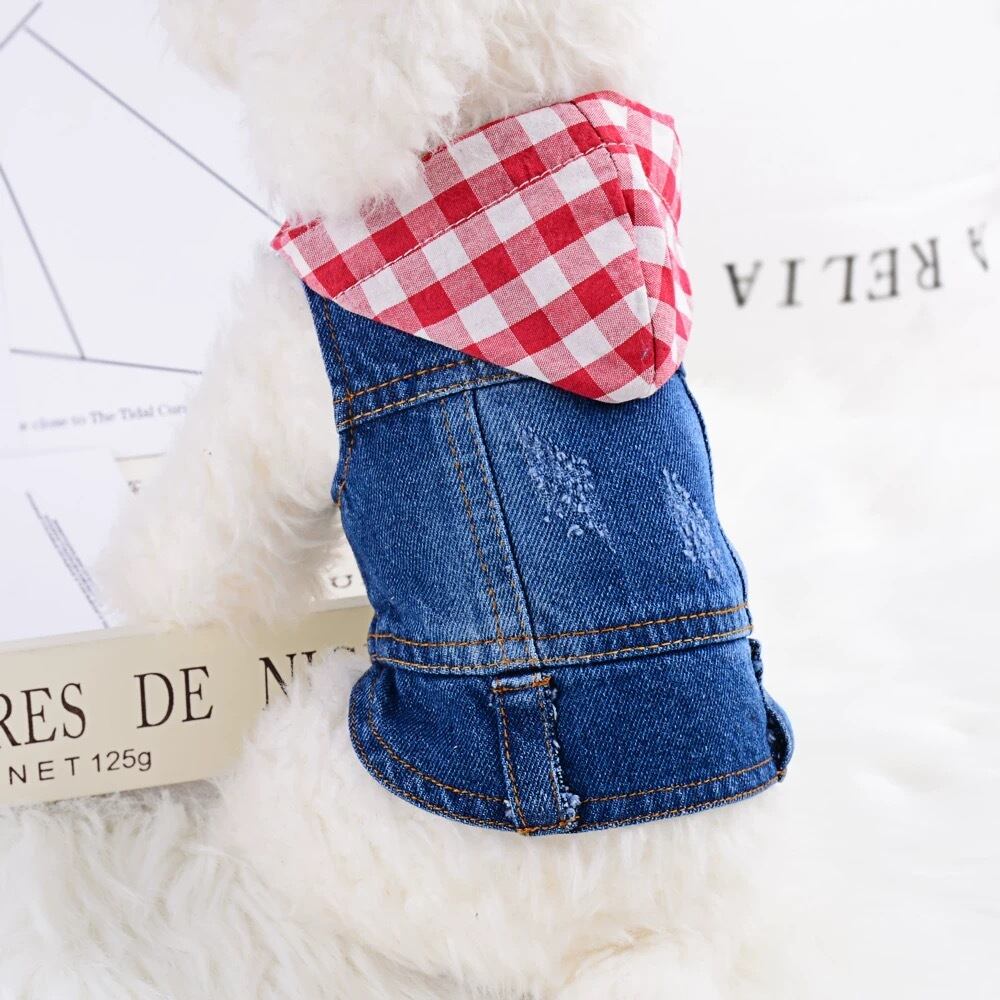 〖即納〗T0107 チェックデニムベスト