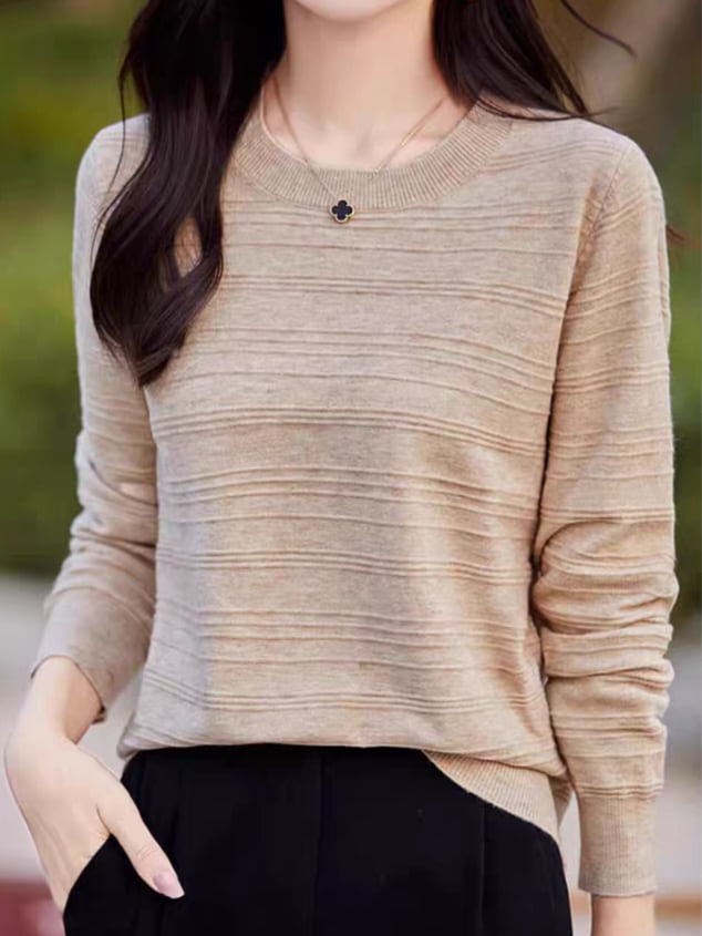 Striped long sleeve ribbed knit L0758