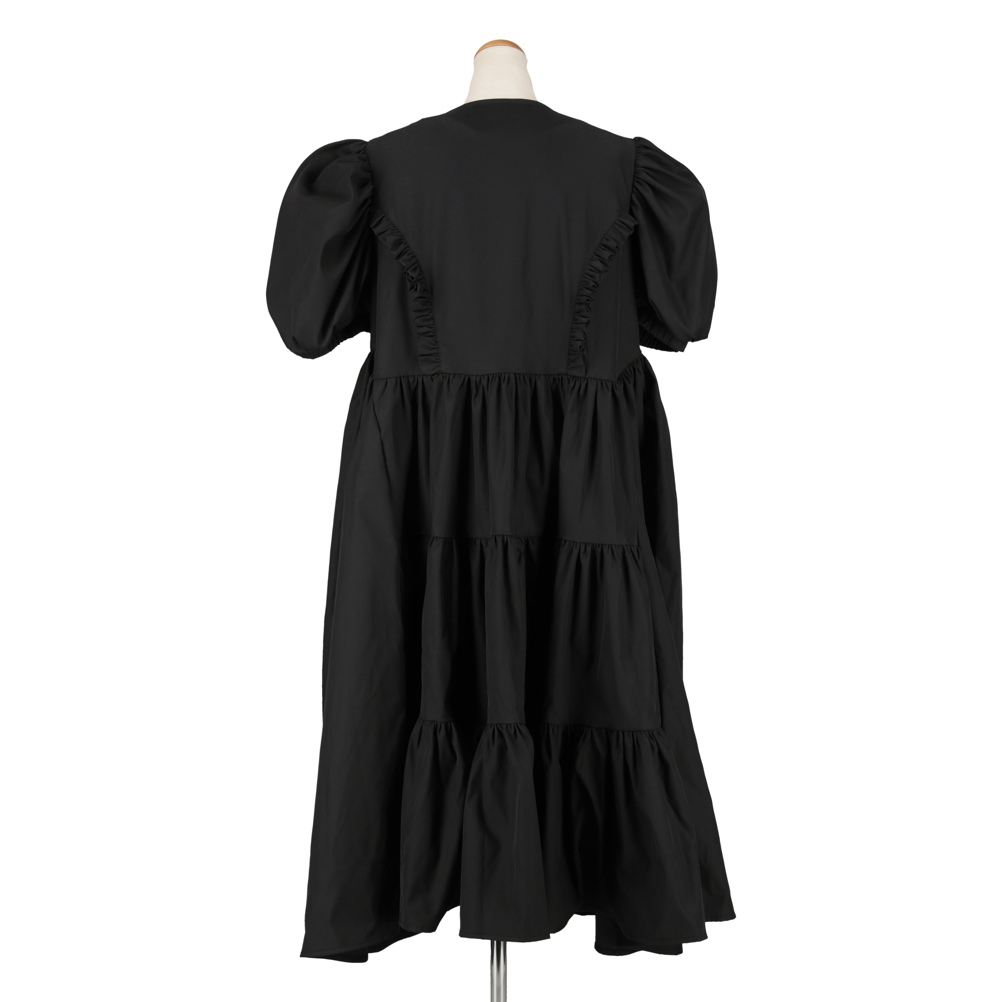 ボンテージバルーンスリーブワンピース　BLACK