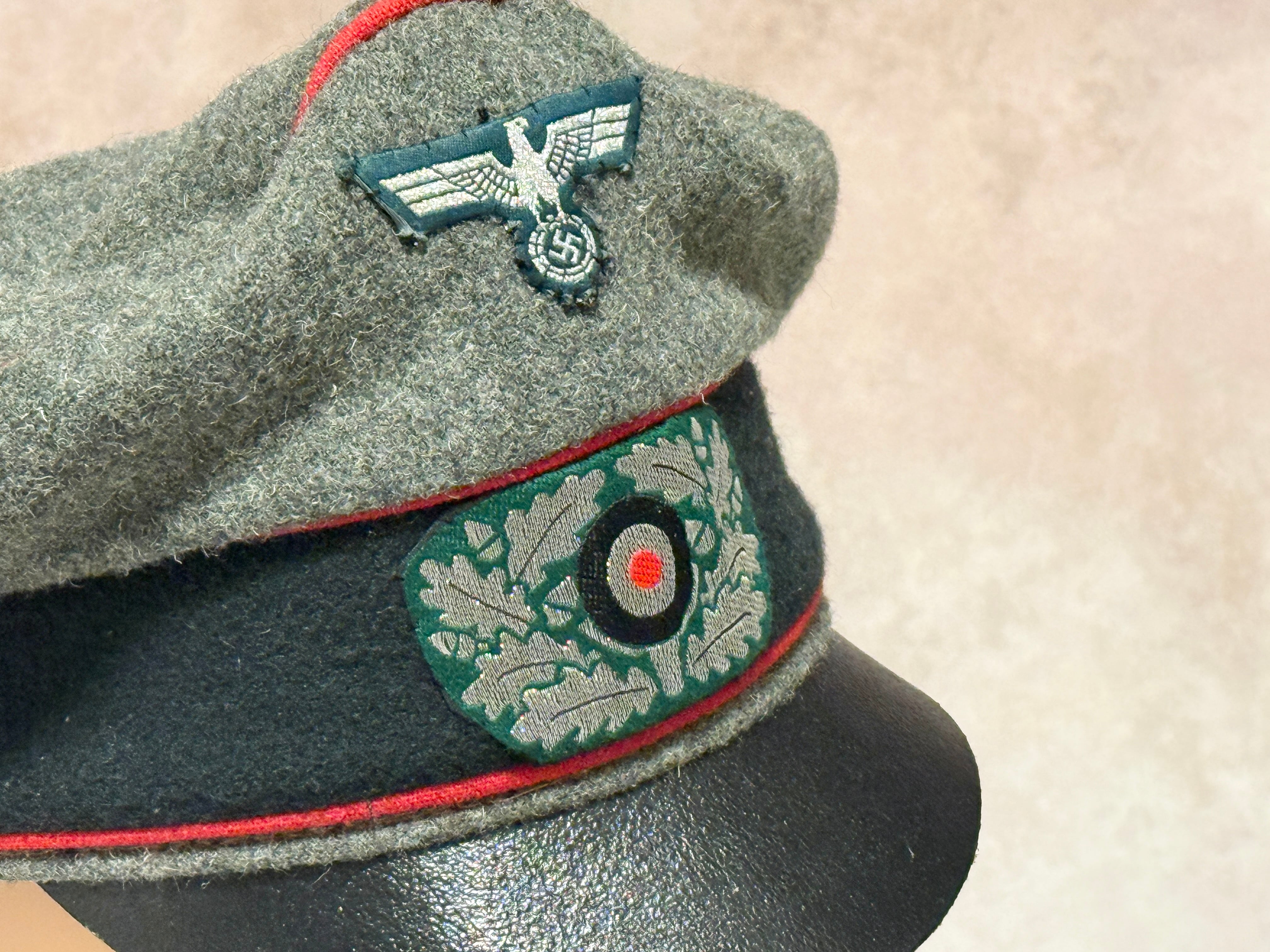 USED】WWII ドイツ国防軍 砲兵科 将校用クラッシュキャップ（59cm