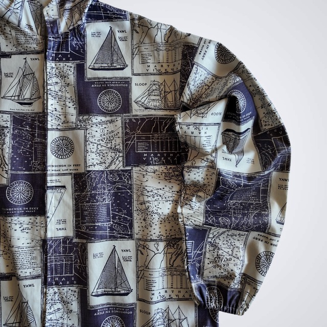 1960s NAUTICAL PATTERN ZIP UP PARKA