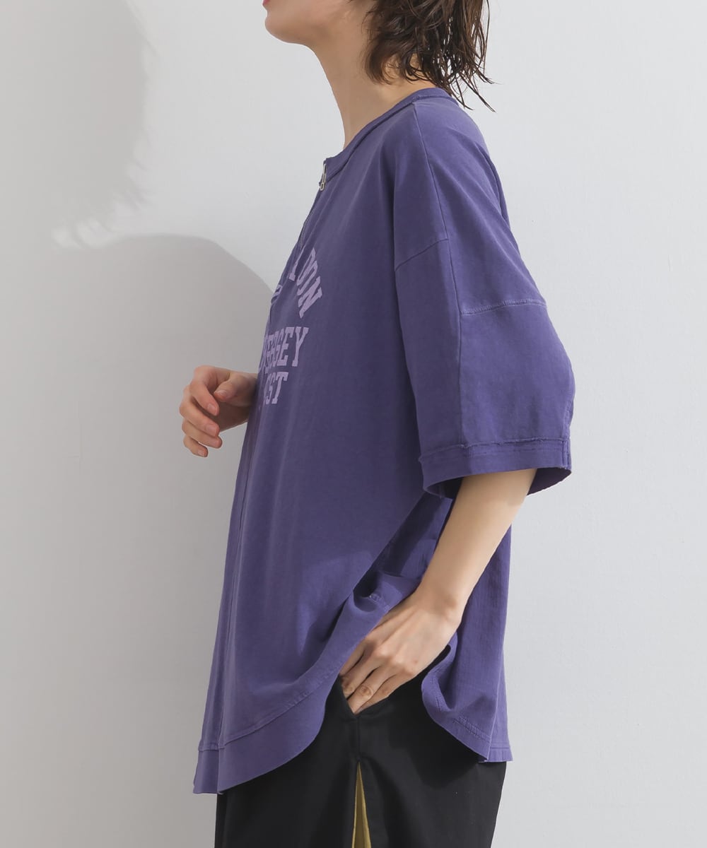 K261038 布帛切替ハーフジップ ロゴプリントプルオーバー / Woven