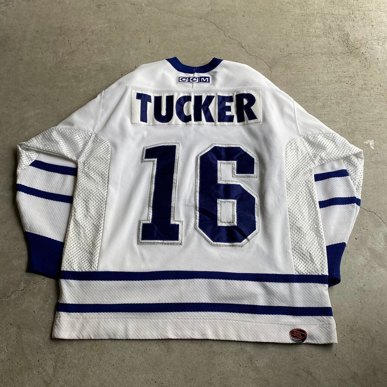 CCM NHL TRONTO MAPLE LEAFS トロント・メイプルリーフス ホッケーシャツ メンズXL相当 古着 ゲームシャツ ユニフォーム  ネイビー ホワイト 紺色 白【ゲームシャツ】 | cave 古着屋【公式】古着通販サイト