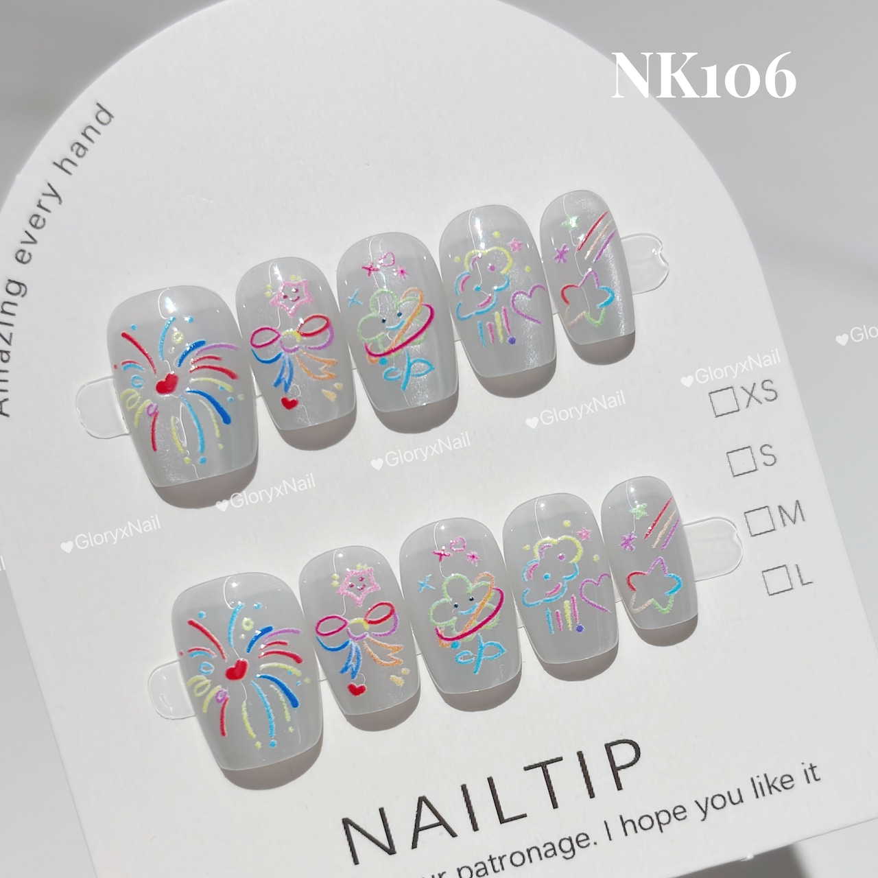 NK106 ネイルチップ サイズXS/S/M