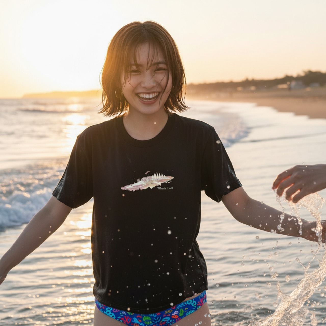 Whale Fall-Tシャツ(ネイビー) - 1