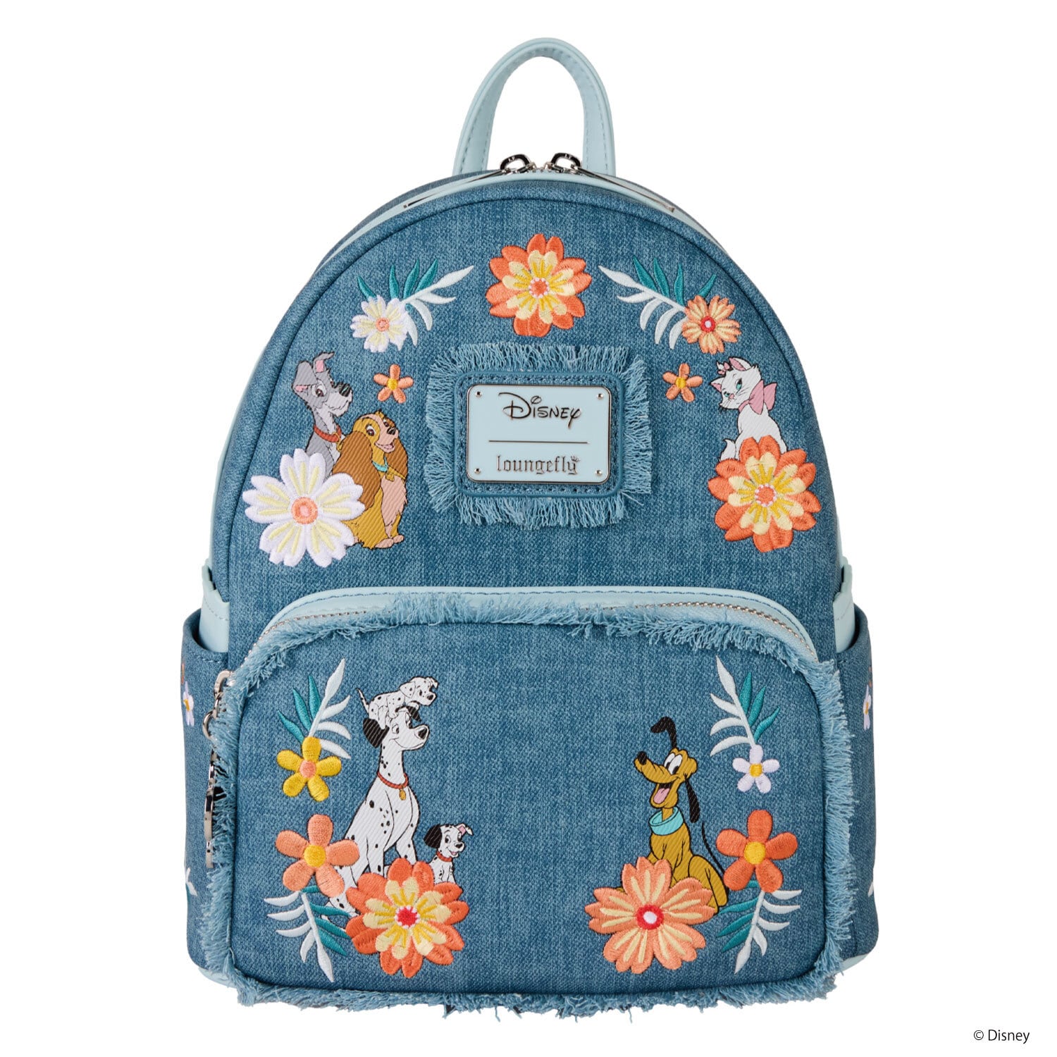 LF DISNEY DOGS & CATS FAUX DENIM FRINGE MINI BACKPACK_WDBK4022