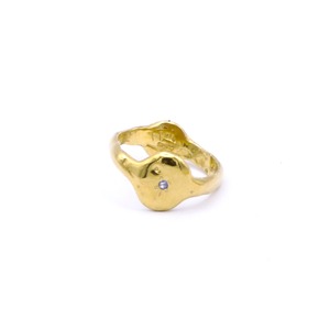 "wave series" double-sided ring with color stone - gold