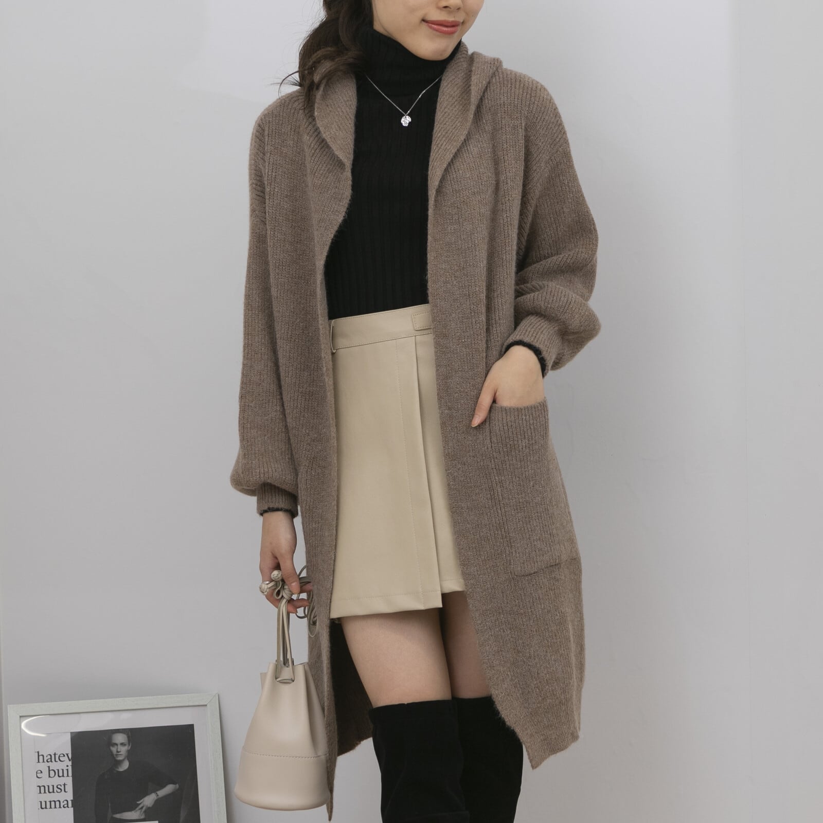 もっちり あったか フード付き ロングカーディガン | starcloset