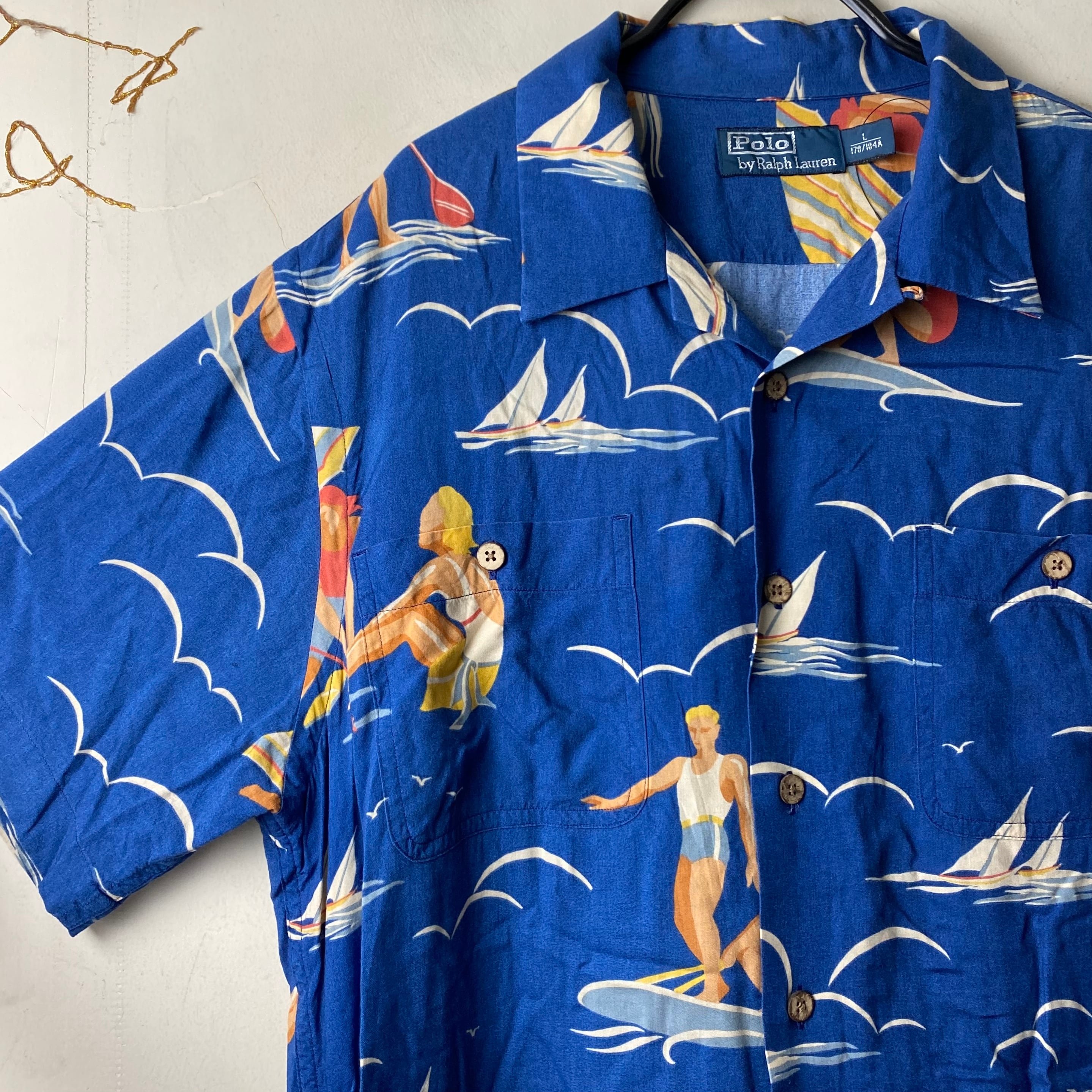 polo ralph lauren beach Sサイズ POLO by RALPH LAUREN open collar rayon S/S shirt “beach” | NOIR ONLINE