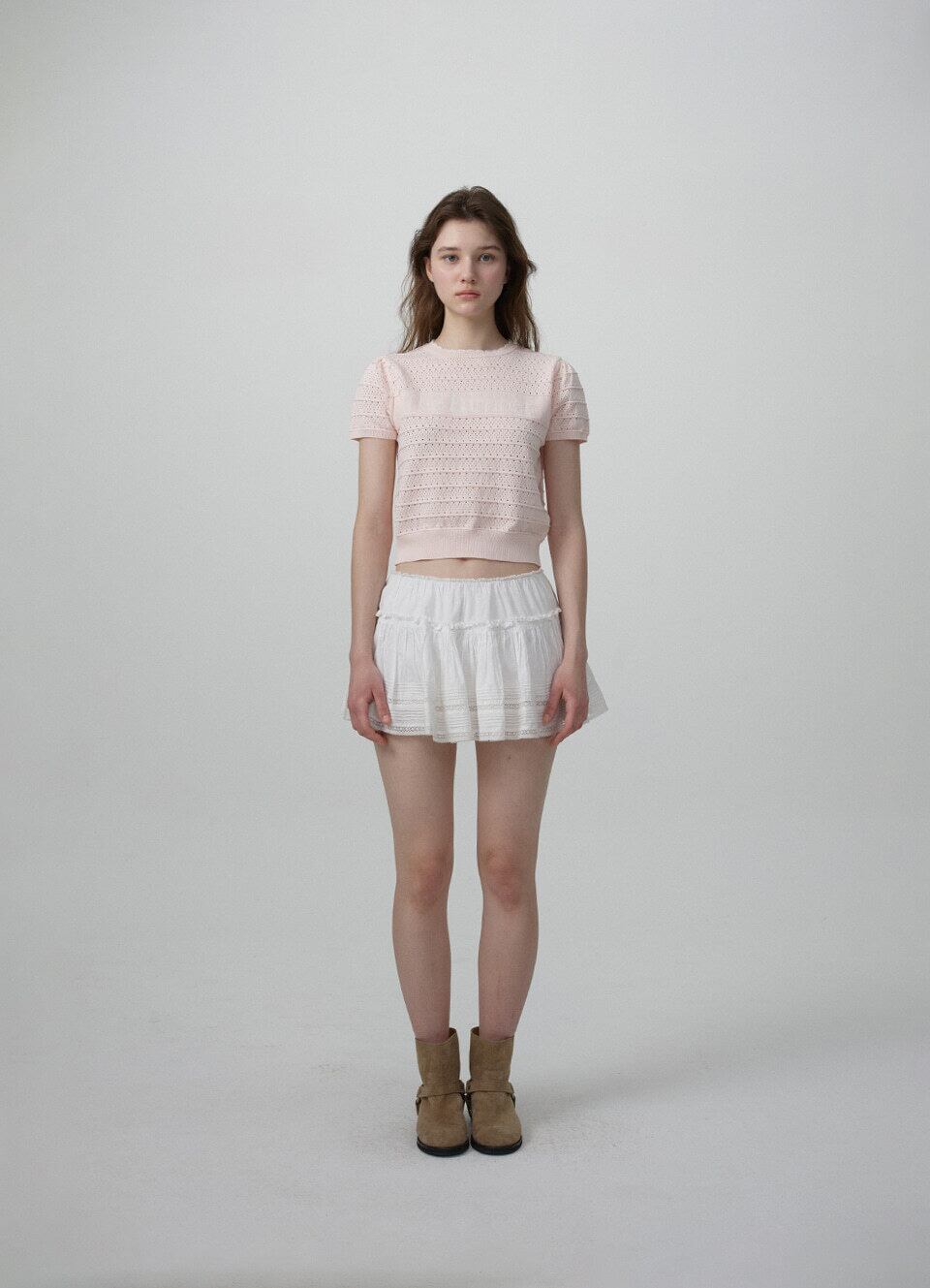 6月中旬発送 [The Barnnet] Helen Logo Jacquard Knit Top_Navy 正規品