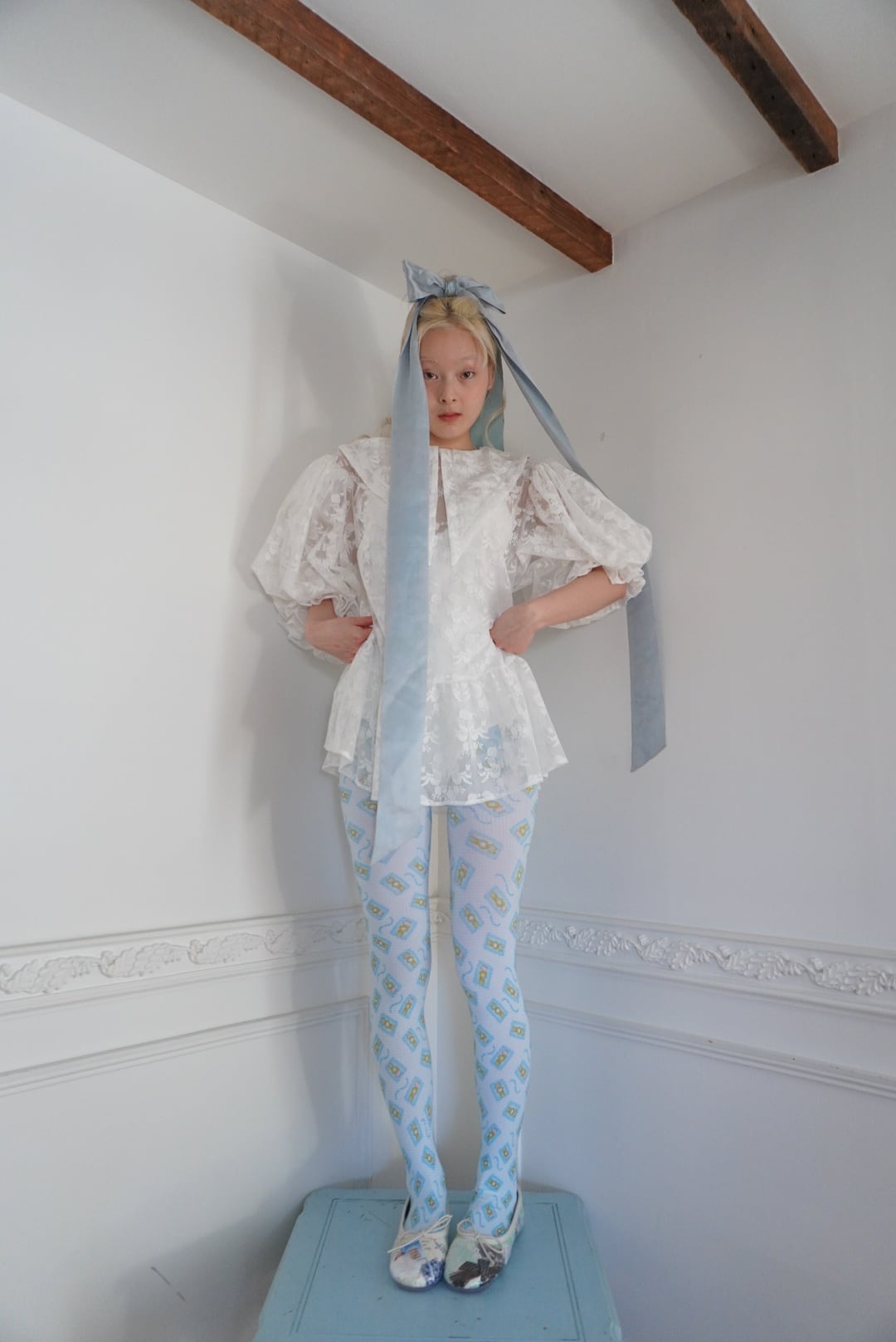 レッグウェア nursery room tights nu uniform <white> ALL ITEM | nu uniform