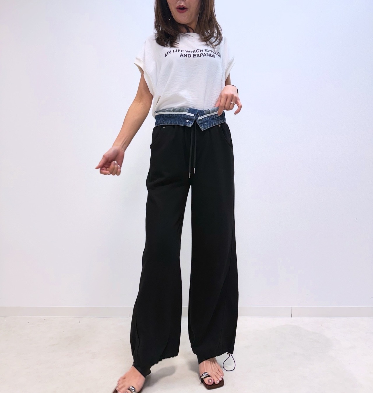 ミカーレミカーレ MICALLEMICALLE メッセージプリントトップス
