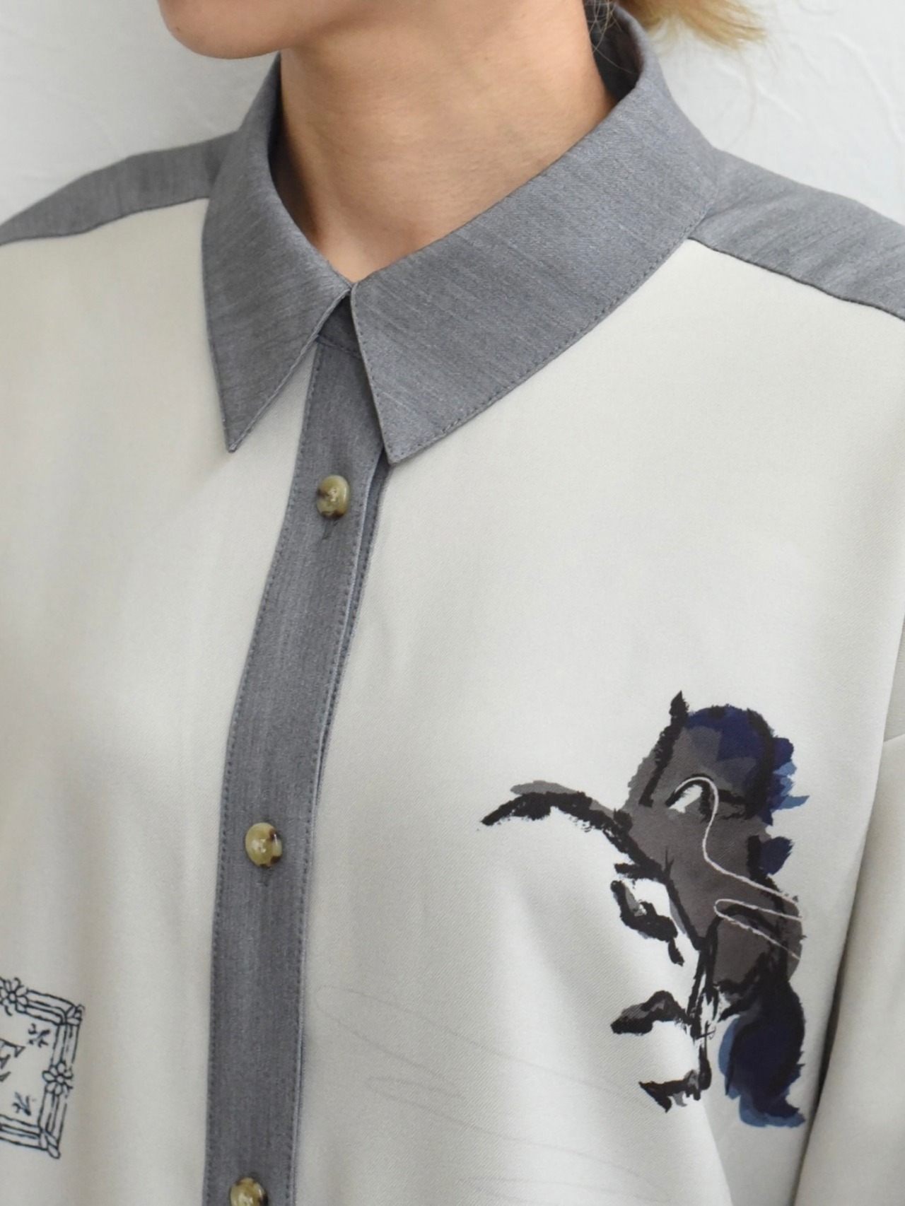 エイミーロウ  Eimee Law テキスト馬柄ptベルテットシャツOP