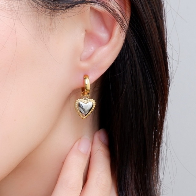 ハートチャームフープピアス [2way]