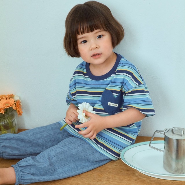 [予約][送料無料]≪1st blue≫Heart Pocket Striped T-shirt 8
