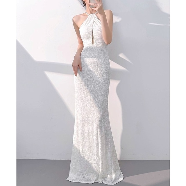 Halter Neck Maxi Sleeveless Dress(4color)　　V3083