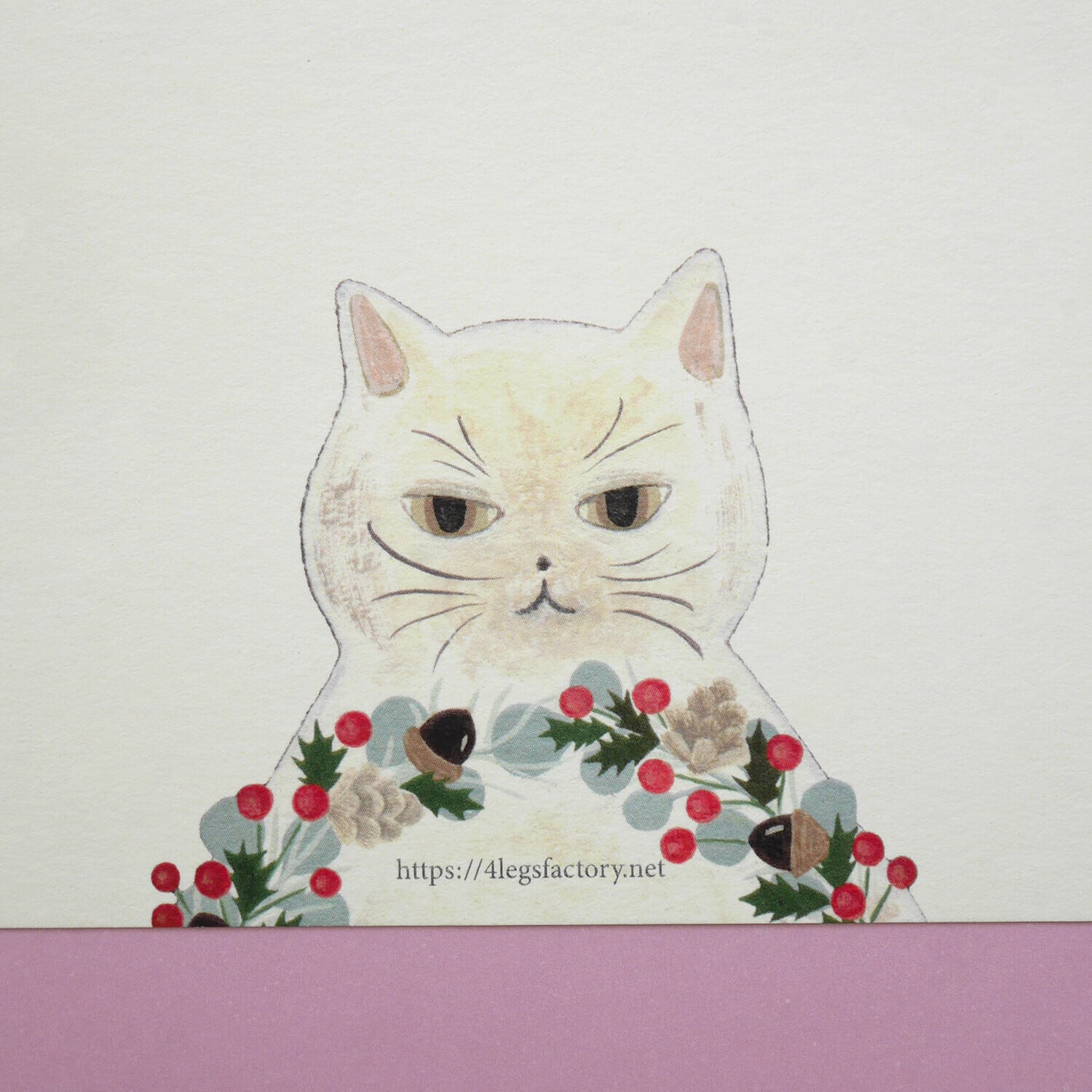 色鉛筆画 A4.猫 クリスマス4 ポストカード》4legs 猫のクリスマス | ねこのみち