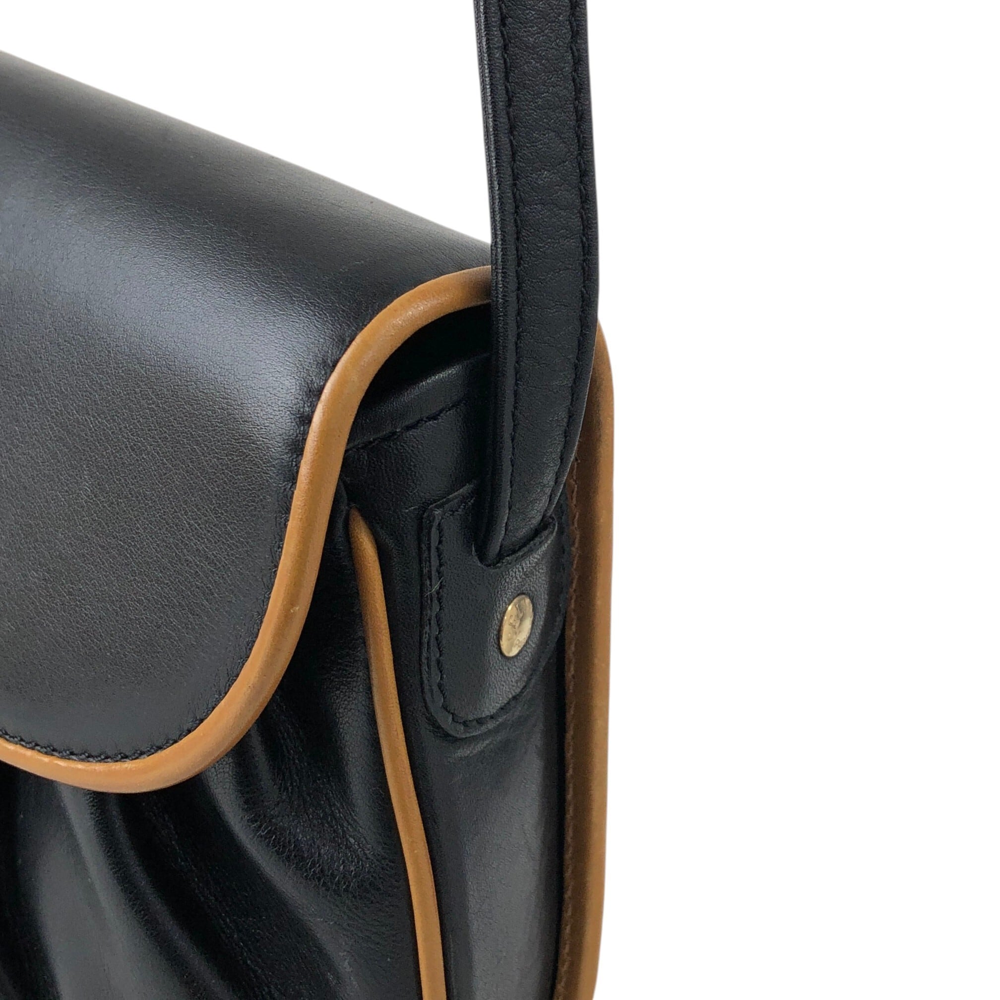 CELINE セリーヌ ショルダーバッグ ブラック×ブラウン ブラゾン型押し