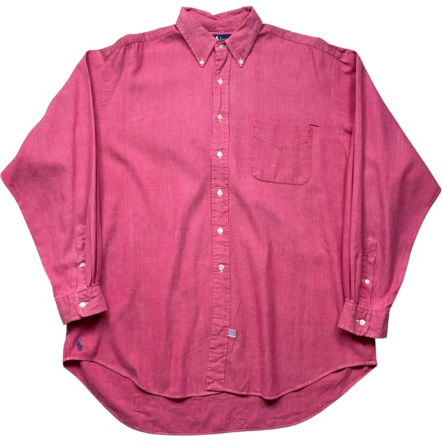《XL》 Ralph Lauren The Big Oxford ラルフローレン 長袖シャツ 無地 裾ポニー ピンク no.6160