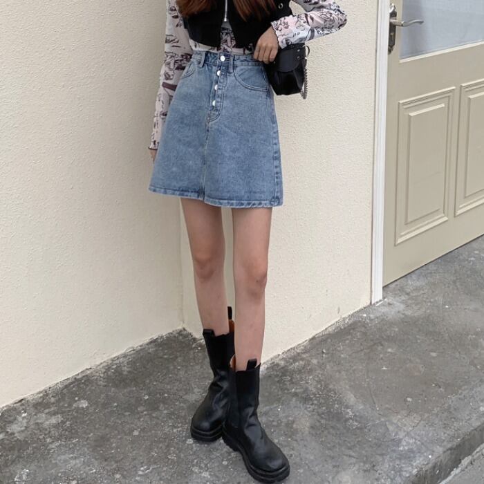 スプリングスカート Aラインスタンダード薄手ハイウェストウェストショート レトロ 春物 1号婦人83035986828