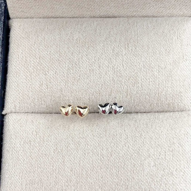 K14WG/K18YG 地金 ピアス ハート