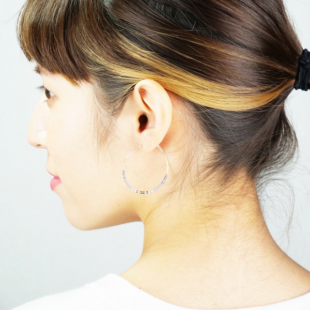 Hoop Beads Earring｜Gray x Gold